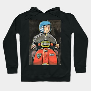 Retro Scooter, Classic Scooter, Scooterist, Scootering, Scooter Rider, Mod Art Hoodie